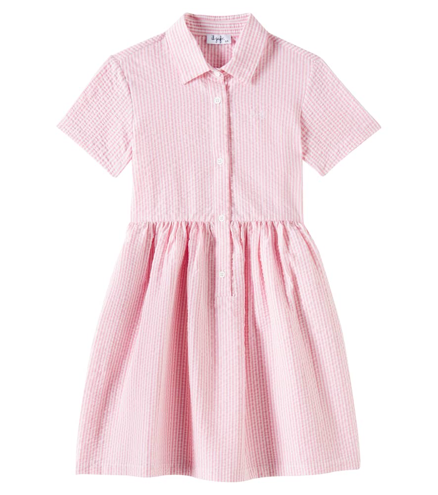 Il Gufo Striped Cotton Dress In Pink
