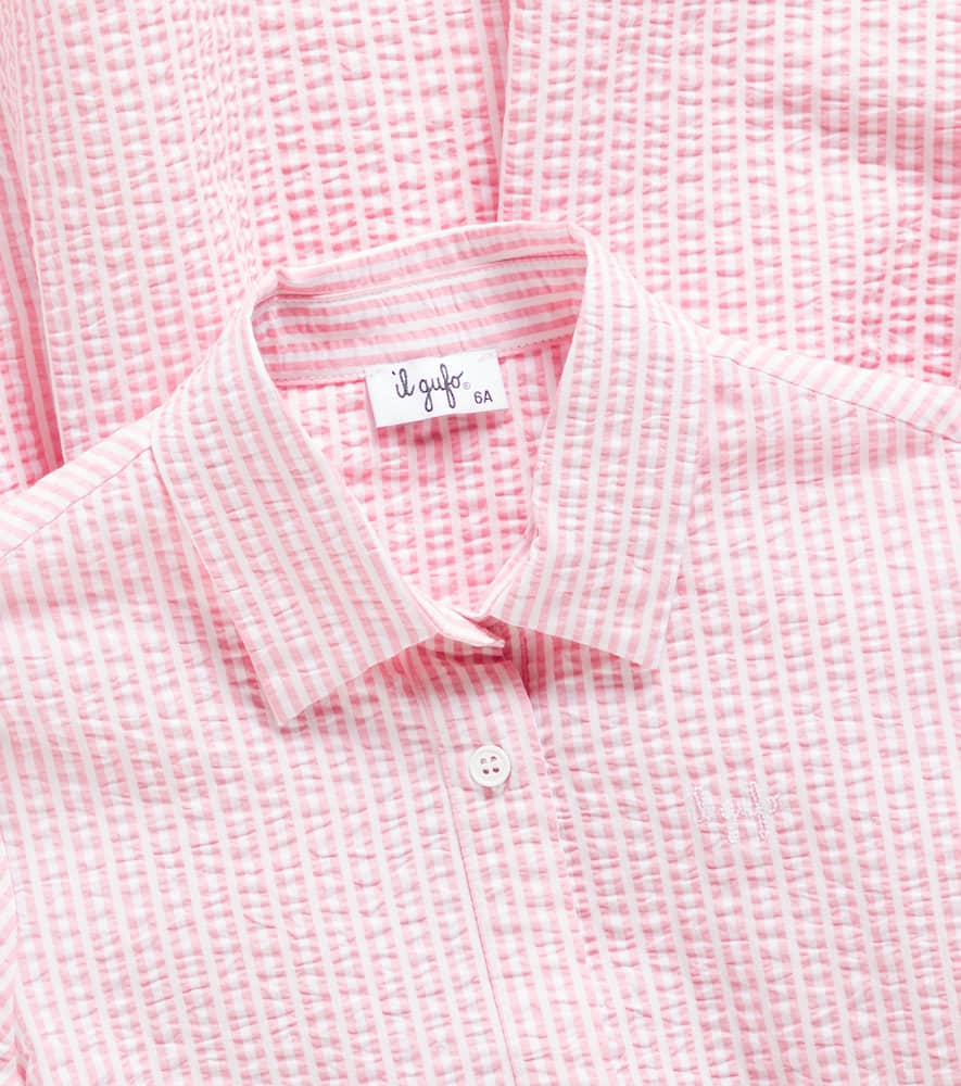 Il Gufo Striped Cotton Dress In Pink