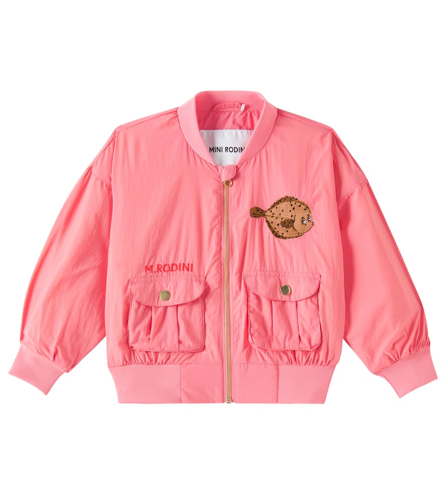 Mini Rodini Flundra Embroidered Bomber Jacket In Pink