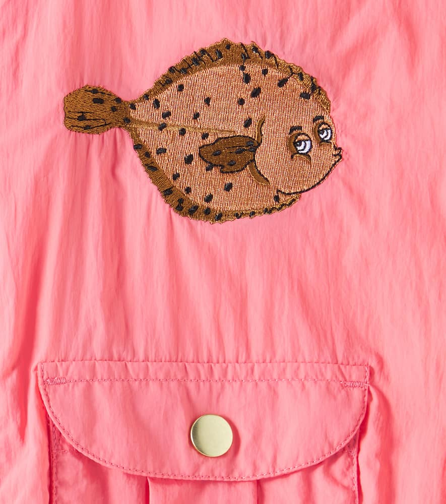 Mini Rodini Flundra Embroidered Bomber Jacket In Pink