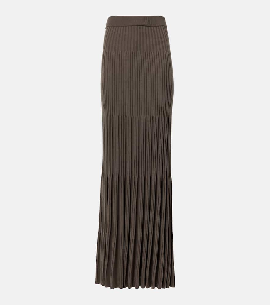 Joseph Merino Ribbed-knit Wool Maxi Skirt In Brown