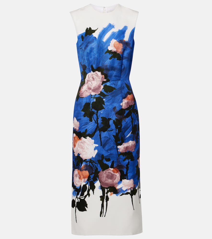 Floral cotton-blend midi dress