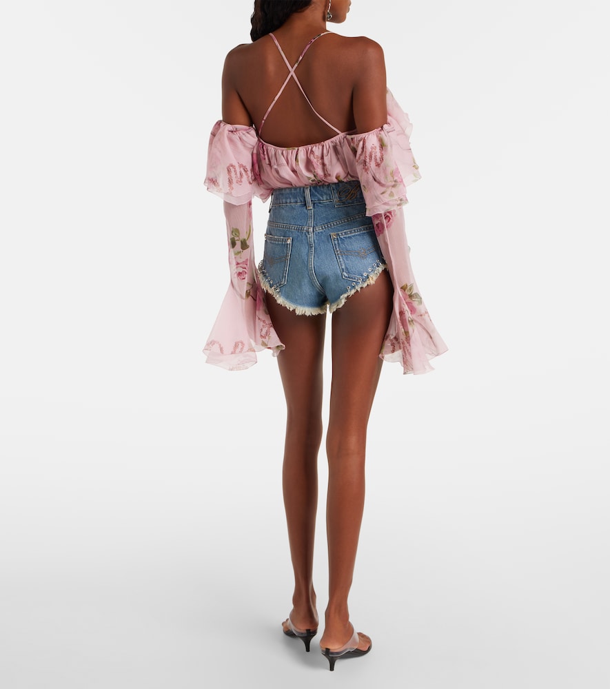  Blumarine Blumarine Embellished Denim Shorts 