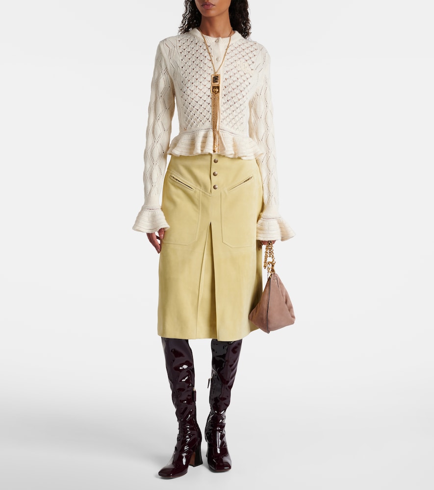 Chloé Ruffled cotton, wool, and silk cardigan