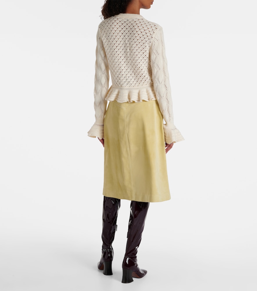  Chloe Chloe Ruffled Cotton, Wool, And Silk Cardigan 