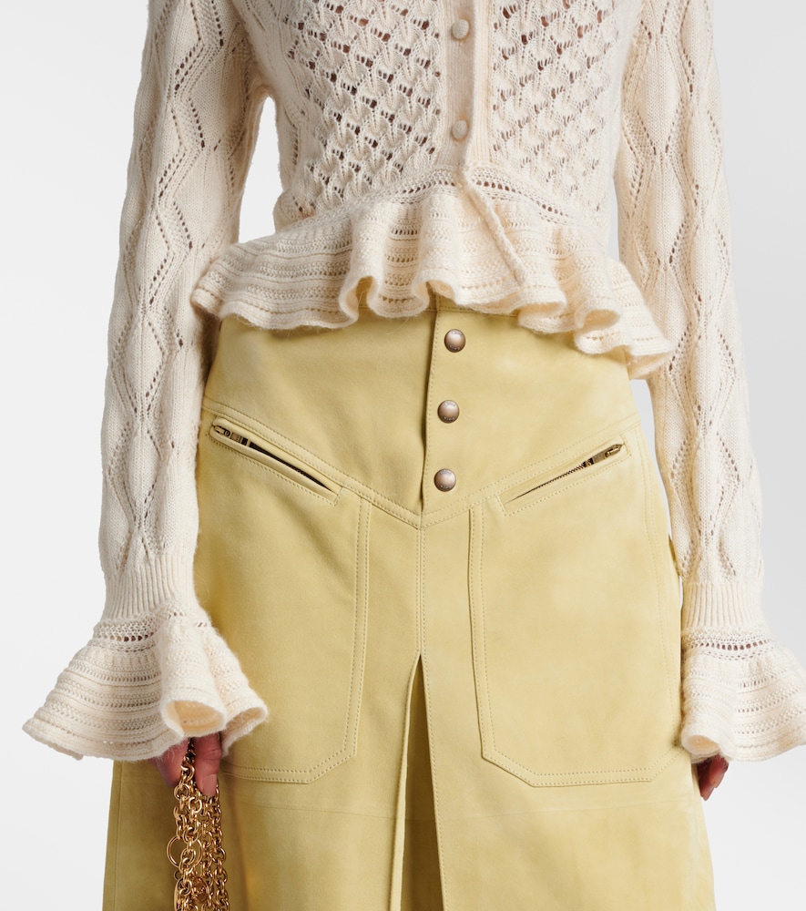  Chloe Chloe Ruffled Cotton, Wool, And Silk Cardigan 