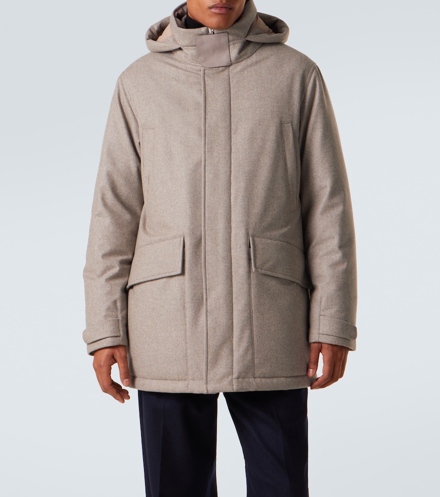 Zegna Technical Wool Down Jacket In Neutral