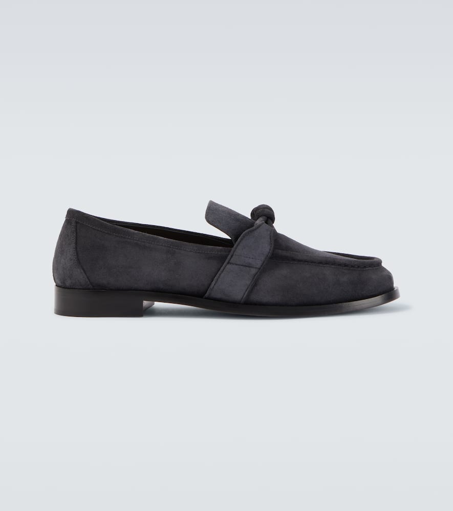 Bottega Veneta Astaire Knot Suede Loafers In Blue