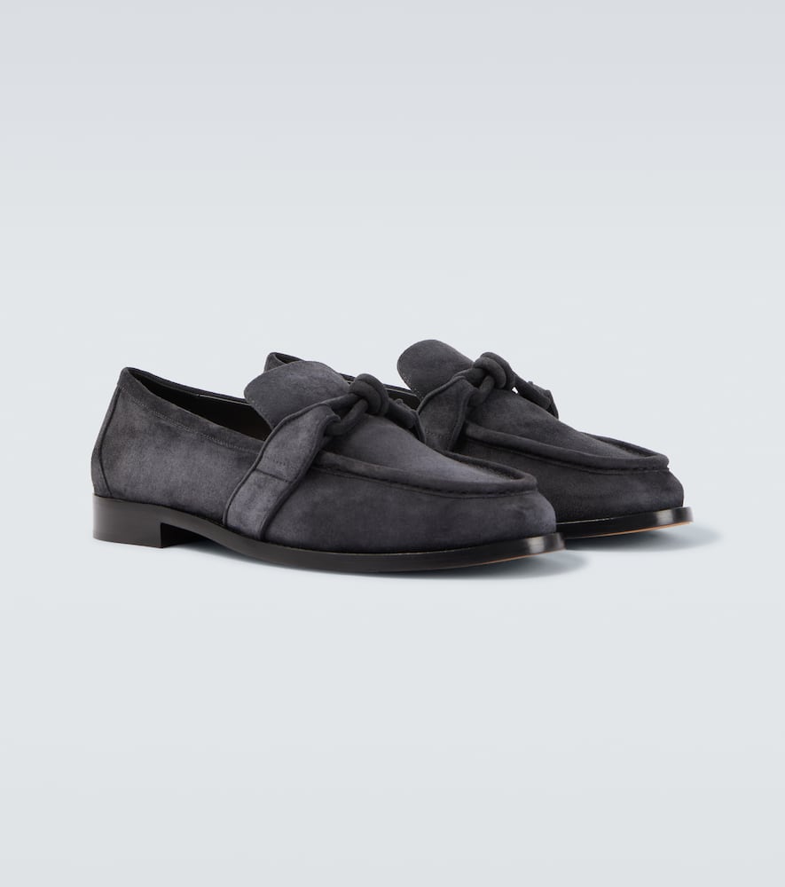 Bottega Veneta Astaire Knot Suede Loafers In Blue