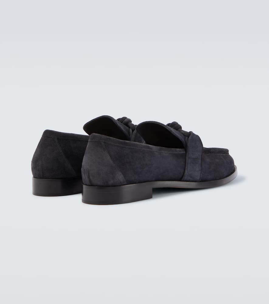 Bottega Veneta Astaire Knot Suede Loafers In Blue