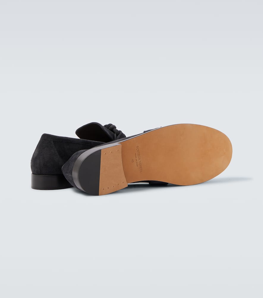 Bottega Veneta Astaire Knot Suede Loafers In Blue