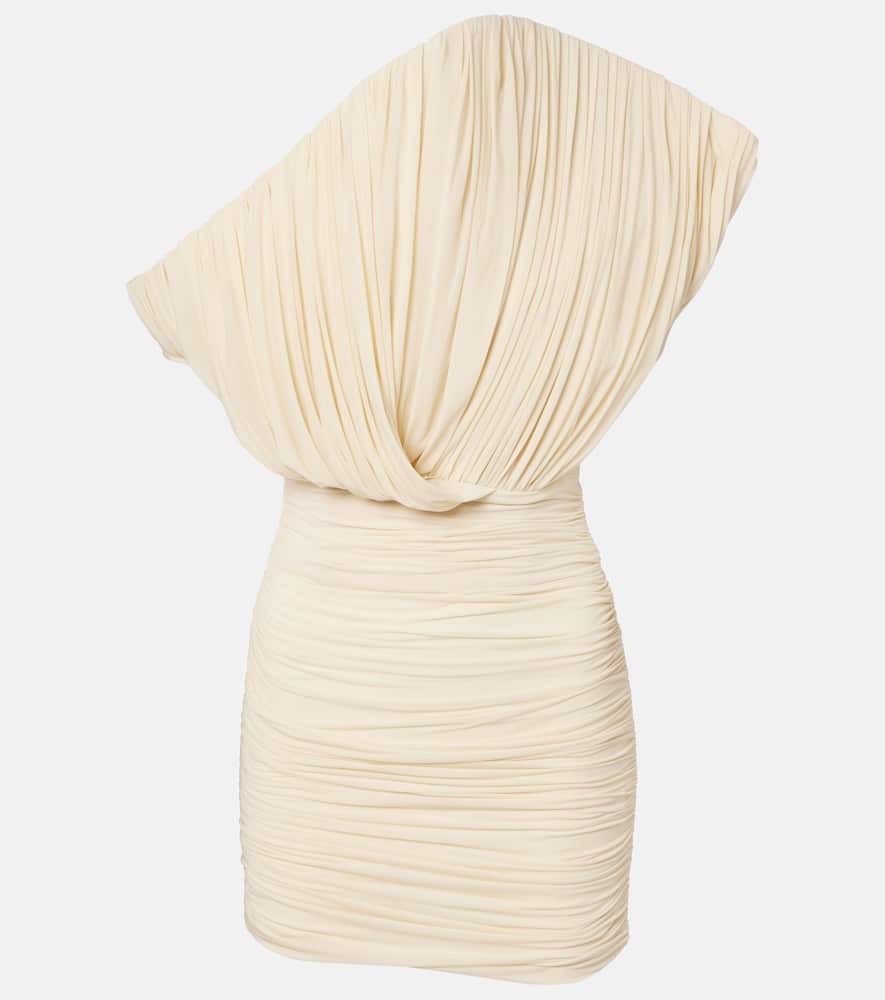 Magda Butrym Asymmetric Ruched Cupro Minidress In White