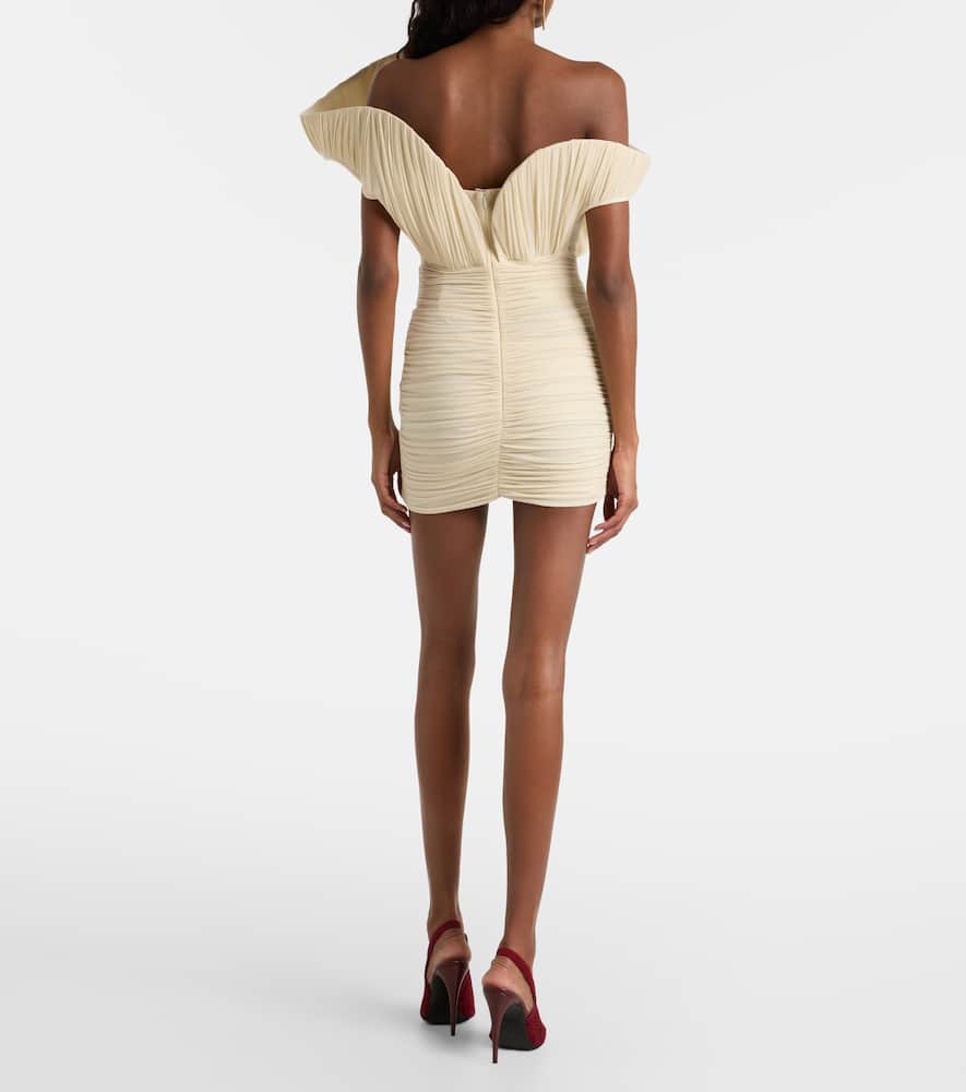 Magda Butrym Asymmetric Ruched Cupro Minidress In White