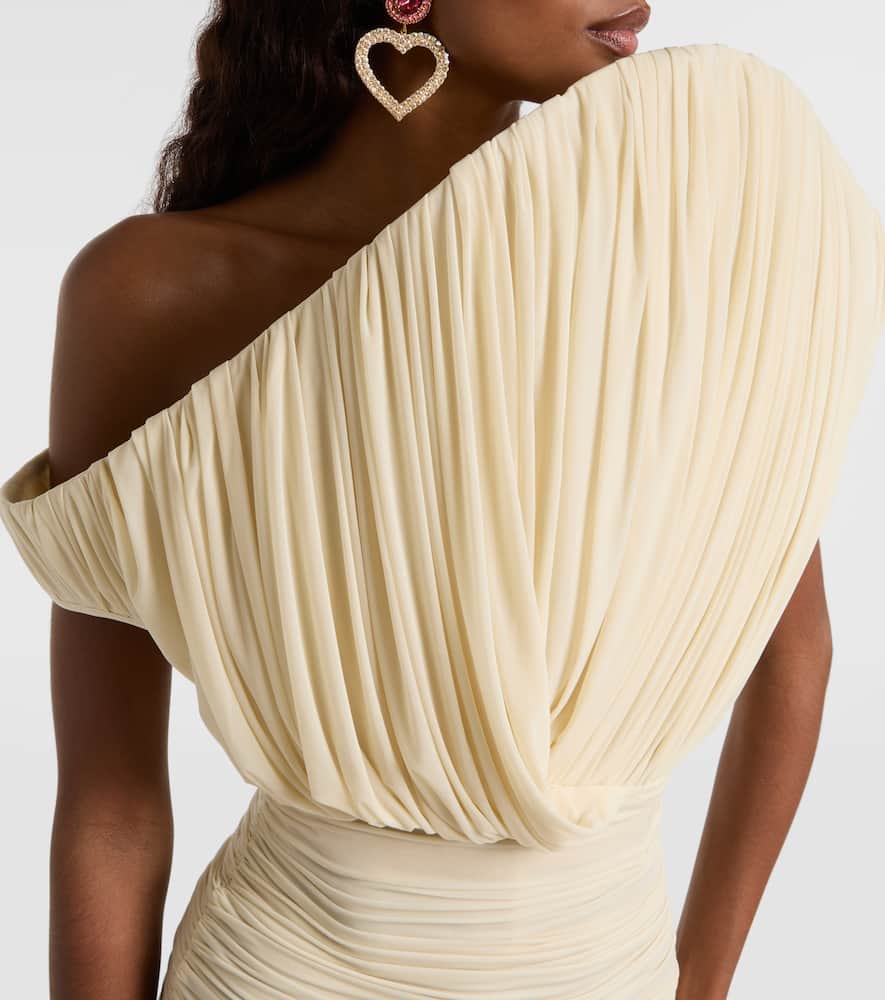 Magda Butrym Asymmetric Ruched Cupro Minidress In White