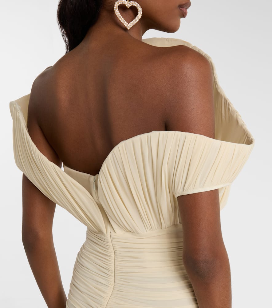 Magda Butrym Asymmetric Ruched Cupro Minidress In White