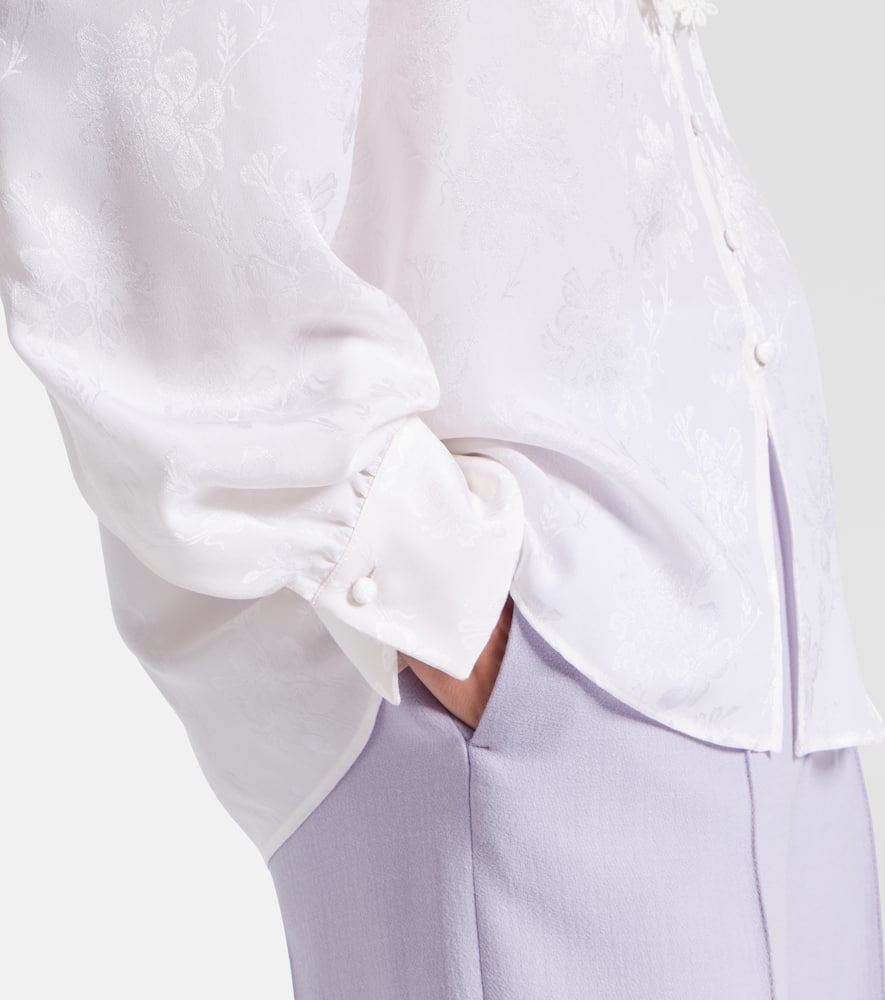 Chloé Lace-trimmed Floral Jacquard Silk Blouse In White