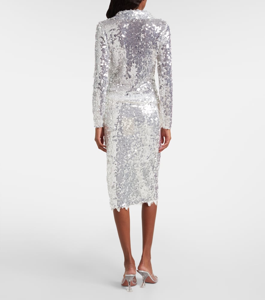 Christopher Esber Opaline Sequined Top In Silver