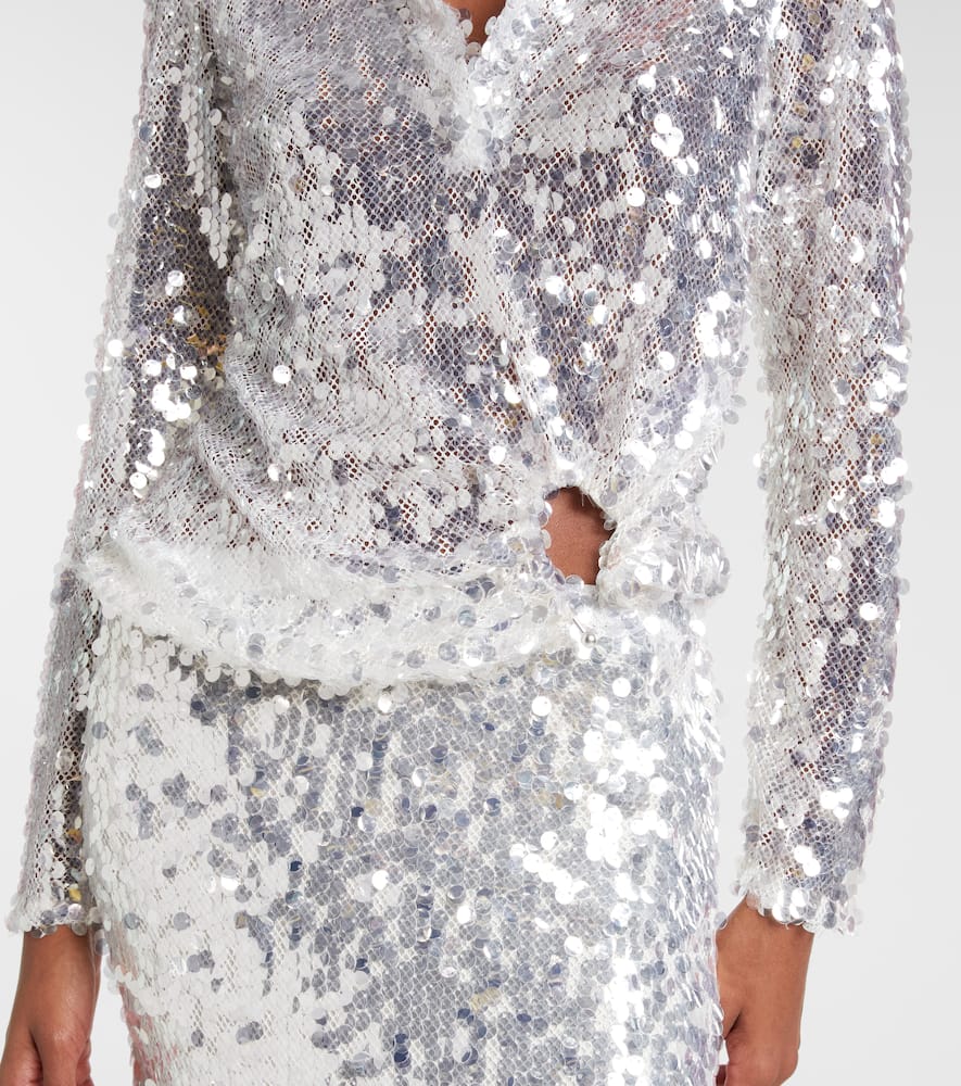 Christopher Esber Opaline Sequined Top In Silver
