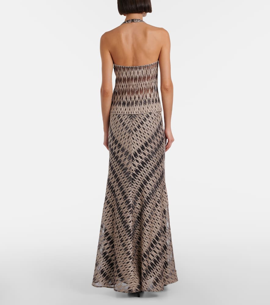 Missoni Open-knit Lamé Maxi Skirt In Gray