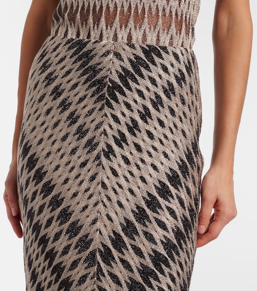 Missoni Open-knit Lamé Maxi Skirt In Gray