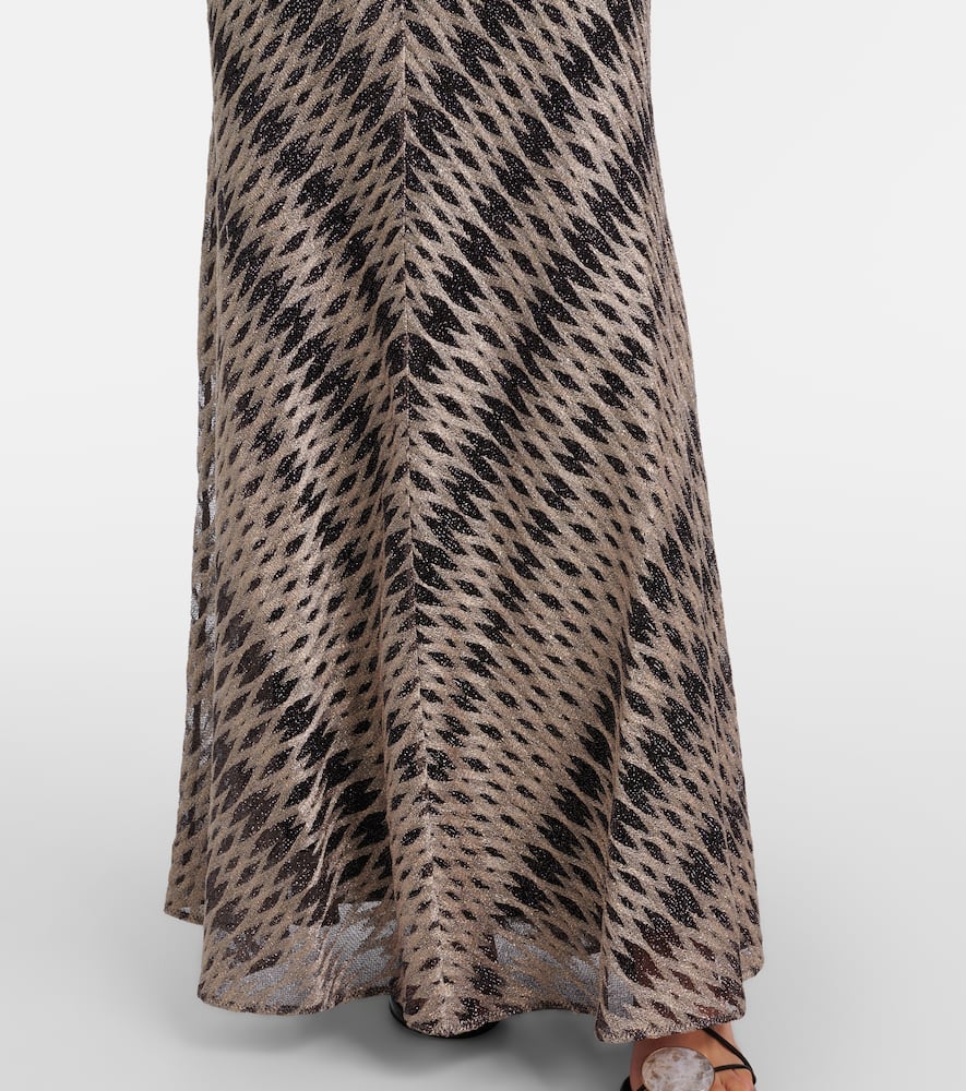 Missoni Open-knit Lamé Maxi Skirt In Gray