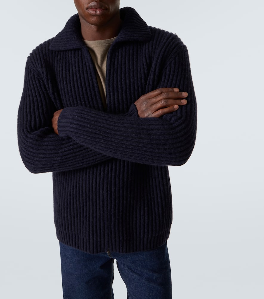 The Row Hornby Cashmere Zip-up Cardigan In Black