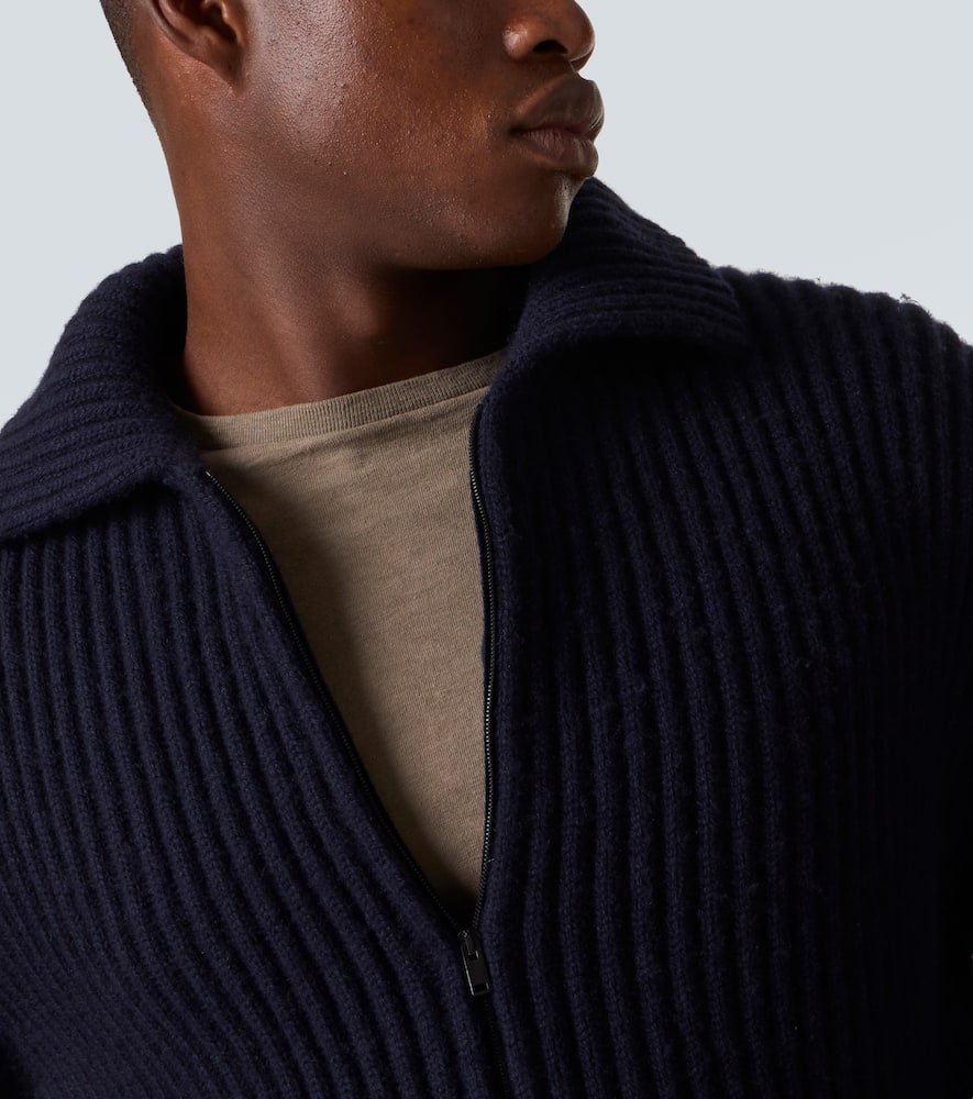 The Row Hornby Cashmere Zip-up Cardigan In Black