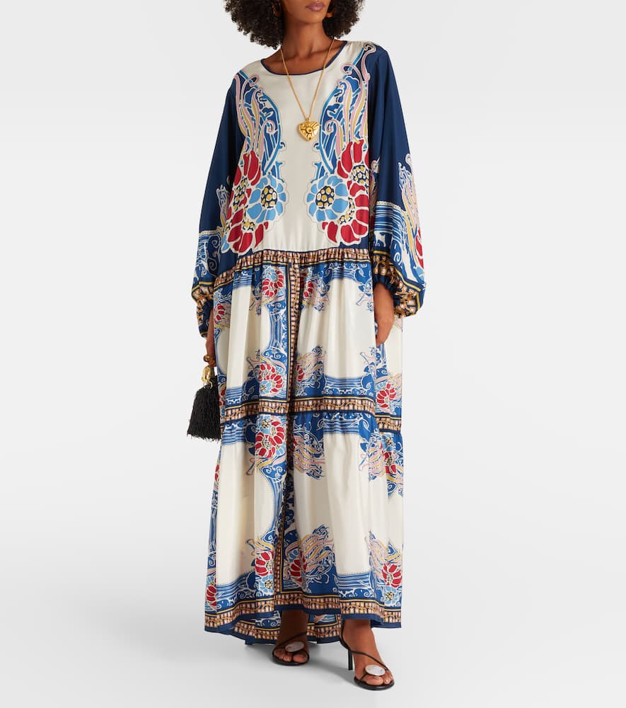 La Doublej Vesta Printed Silk Maxi Dress In Multi