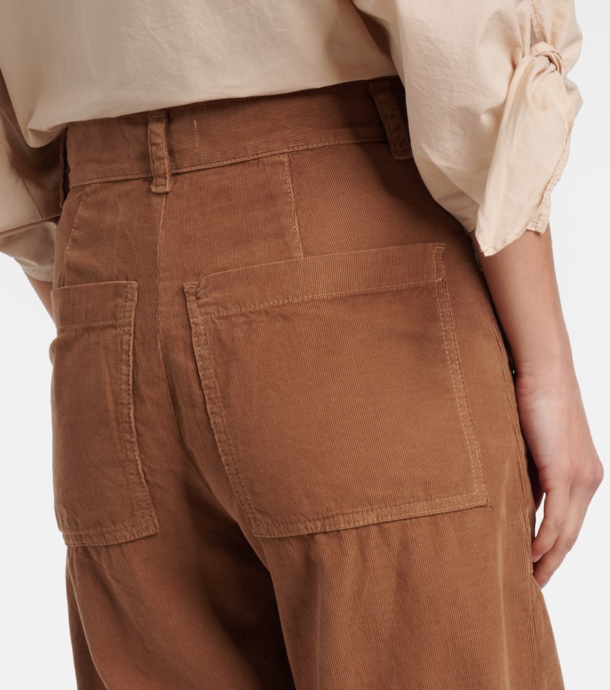 Velvet Sue Cotton Straight Pants In Brown