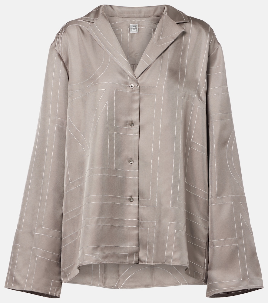 Toteme Logo silk twill pajama shirt