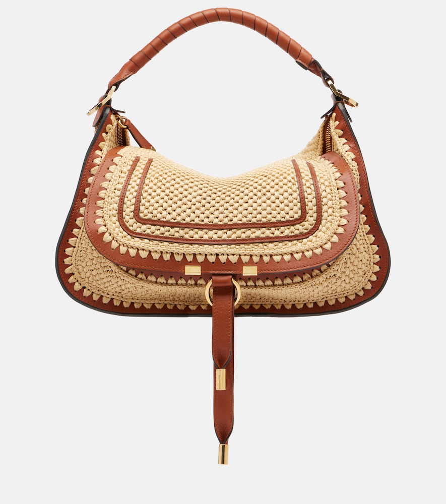 Chloe Chloé Marcie Small raffia-effect shoulder bag