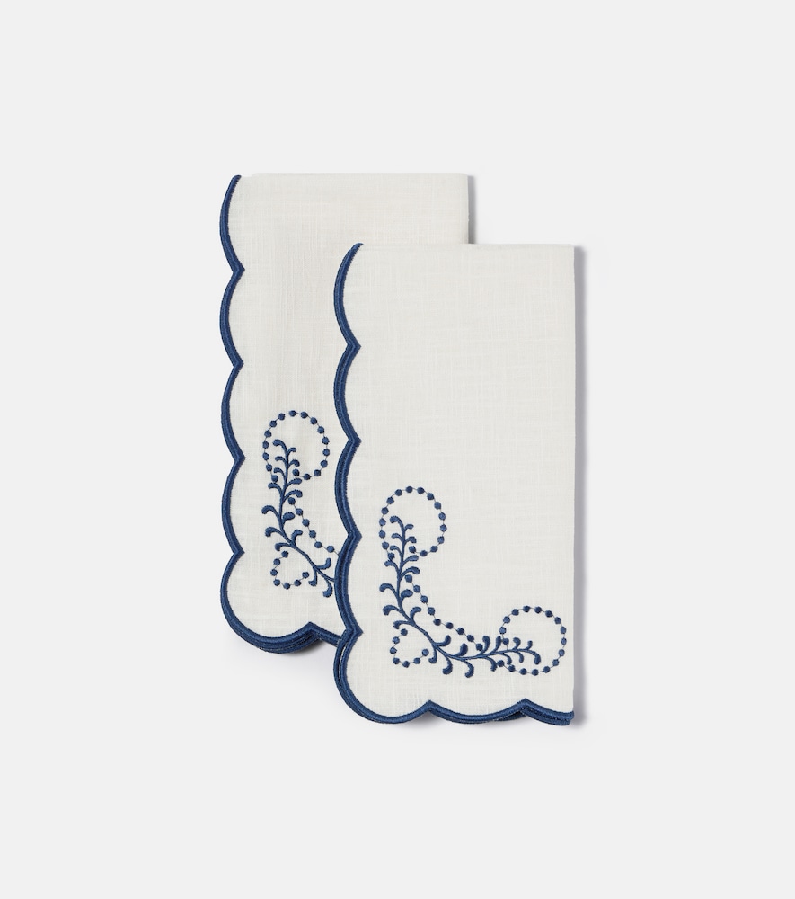 Cabana Set of 2 embroidered linen napkins | Thumbnail 4