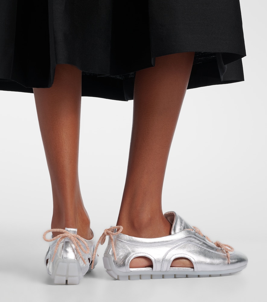 Simone Rocha Cutout metallic leather sneakers