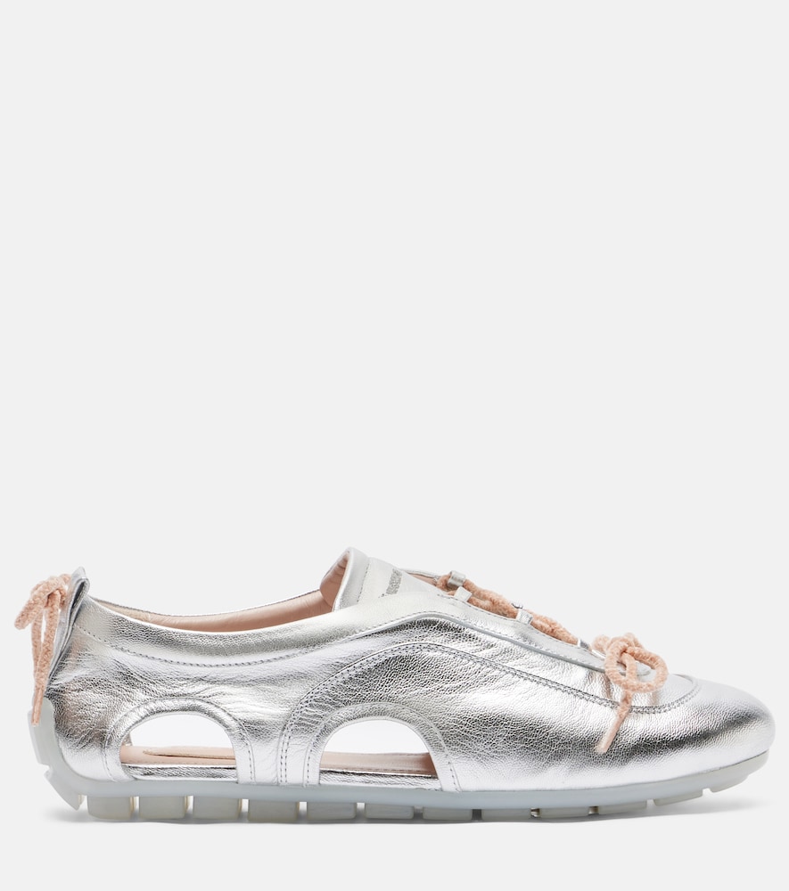  Simone Rocha Simone Rocha Cutout Metallic Leather Sneakers 