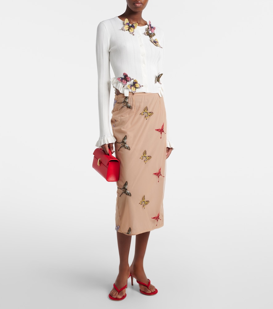 Blumarine Appliqué midi skirt