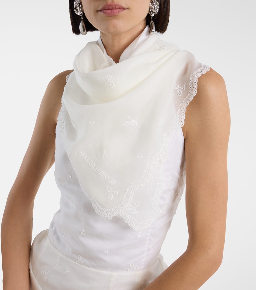 Magda Butrym Embroidered silk, wool and cotton-blend scarf