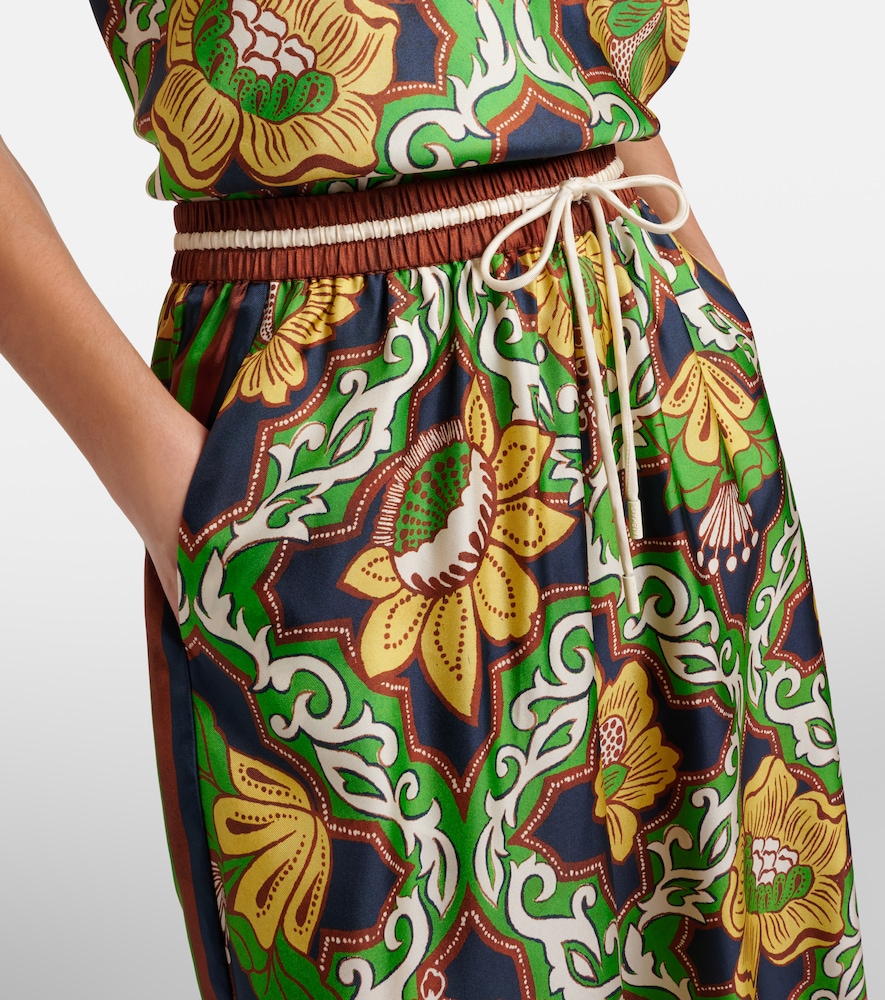 Alémais Liana Printed Silk Satin Palazzo Pants