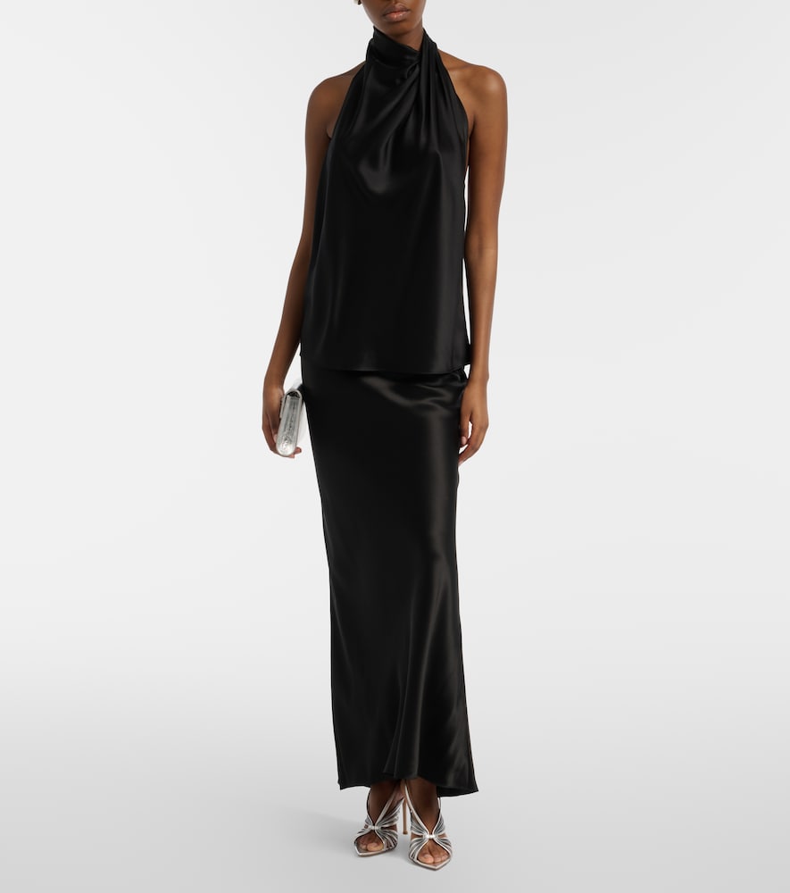  The Sei The Sei Halterneck Silk Satin Top 