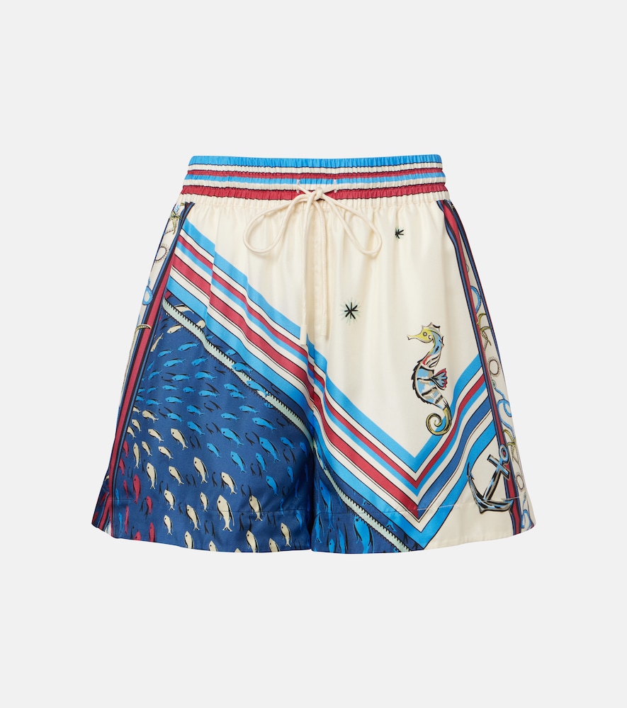 Alemais Alémais Apollo printed silk satin shorts