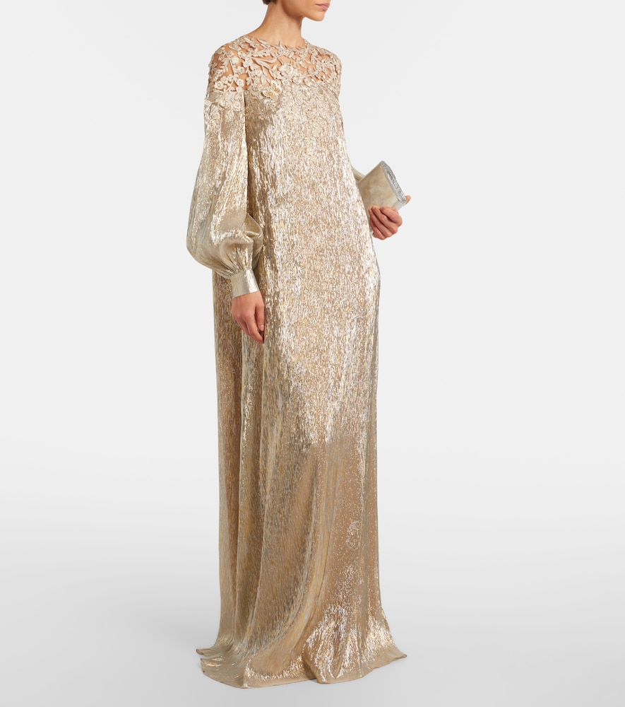 Oscar de la Renta Embellished silk-blend gown
