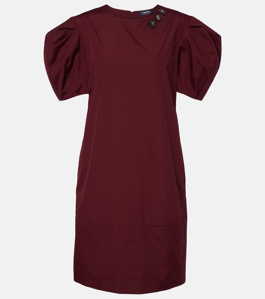 'S Max Mara Women's Burgundy Puff-Sleeve Cotton Poplin Minidress UK Size 14 - Mytheresa