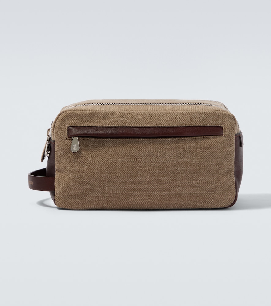 BRUNELLO CUCINELLI Brunello Cucinelli Leather-trimmed toiletry bag　Brunello Cucinelli レザートリム トイレタリーバッグ