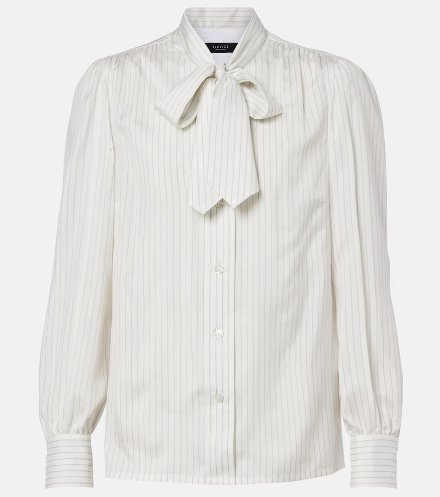 Gucci Pinstripe tie-neck silk shirt - Women's Clothing