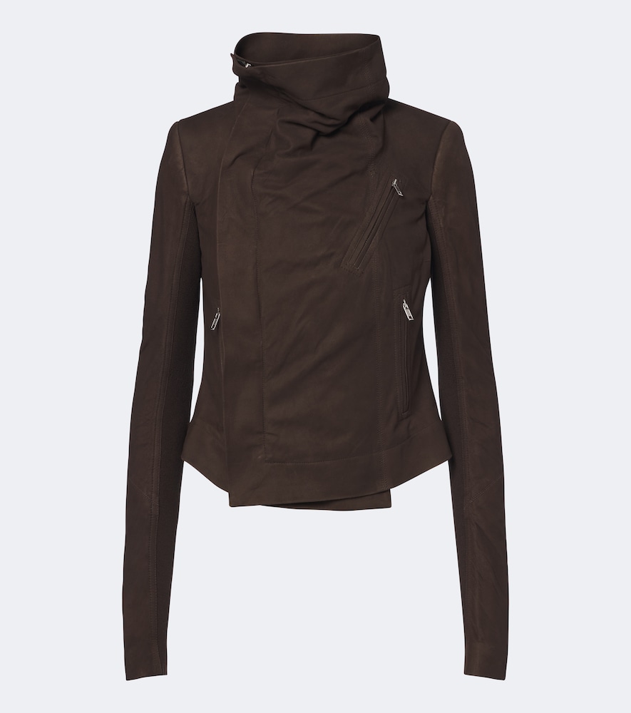 Rick Owens Classic Biker Suede Jacket In Brown