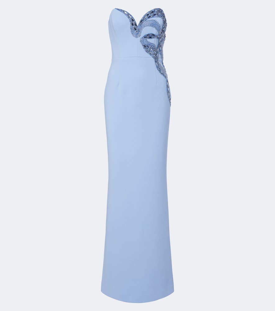 Rebecca Vallance Women's Blue Aylin Embellished Crepe Bustier Gown UK Size 16 - Mytheresa