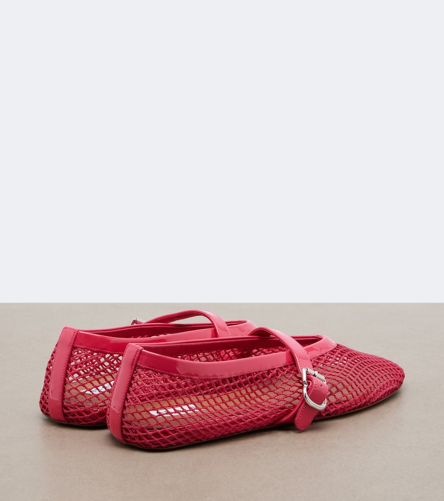 Alaïa Leather-Trimmed Fishnet Mary Jane Flats