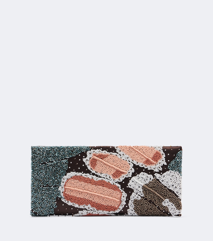 Clutch Muse Small in raso con perline