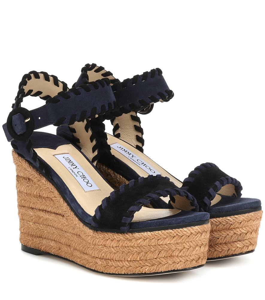 JIMMY CHOO ABIGAIL 100 SUEDE WEDGE ESPADRILLES