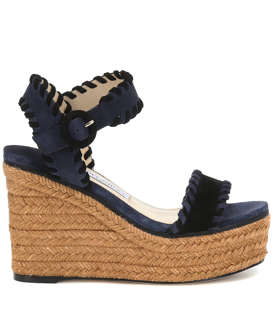 JIMMY CHOO ABIGAIL 100 SUEDE WEDGE ESPADRILLES