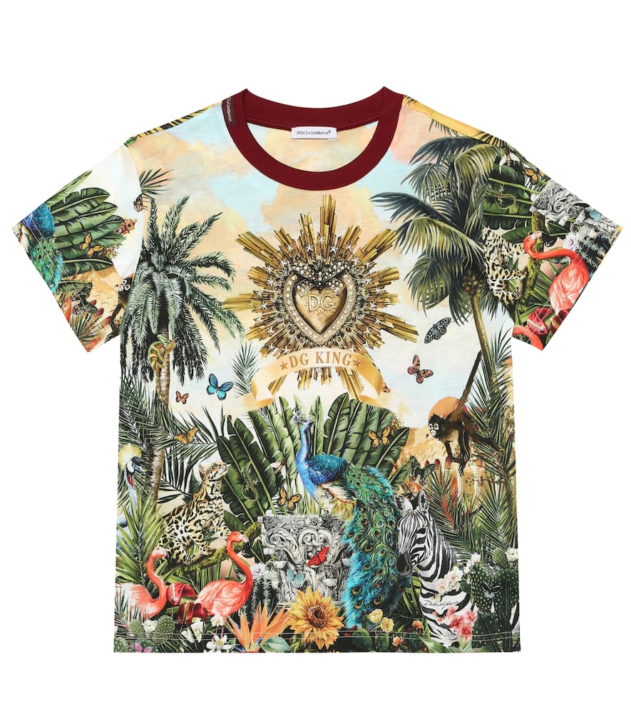 Click to view more detailed imagery on our partner's website Dolce & Gabbana Kids' Printed Cotton-Jersey T-Shirt In Multicoloured